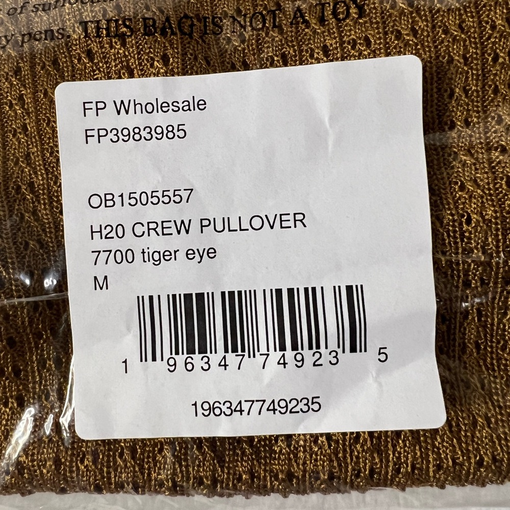 NWT-Free People H2O Crew Pullover Sweater Tiger Eye-M & L also in Black & Jade - Picture 6 of 12